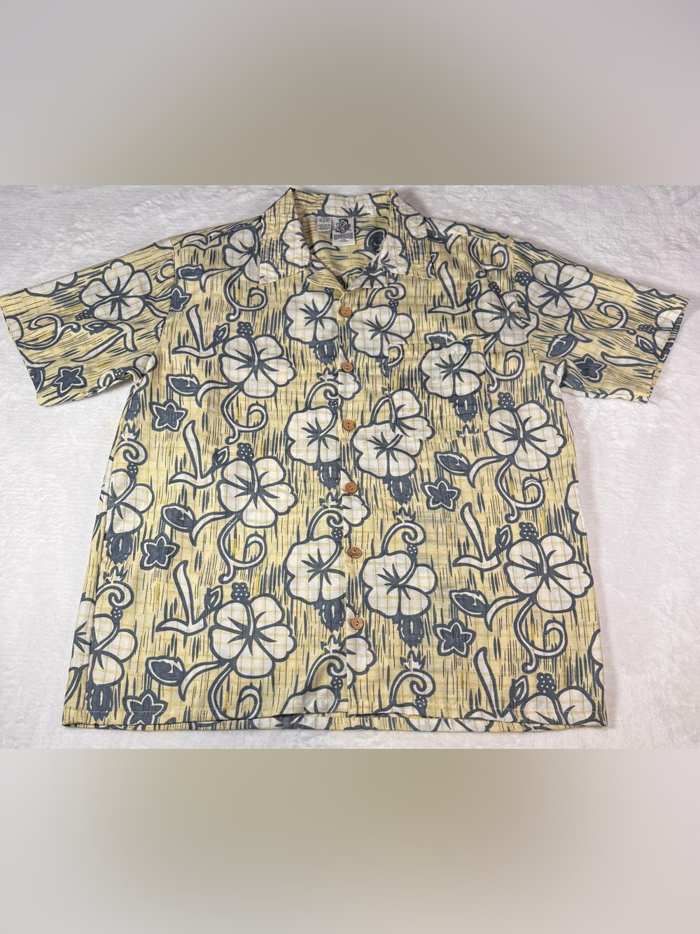 Kennington Men’s L Hawaiian Aloha Shirt Hibiscus Floral Tropical Tiki